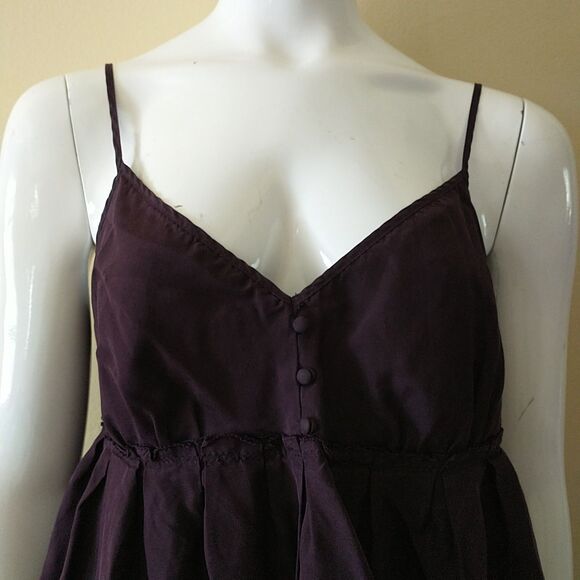 GAP Slip Dress 14/M/S*Purple Silk Babydoll Adjustable Straps Buttons Whimsigoth - Picture 2 of 9